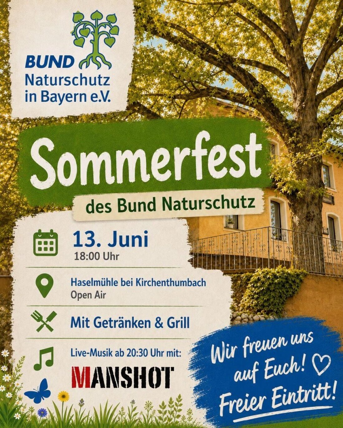 Kirchenthumbach. Die Ortsgruppe Bund Naturschutz lädt zum Sommerfest am 13. Juni 2026 ab 18 Uhr in Haselmühle ein und feiert zugesagte Fördergelder, neue Projekte und Anerkennung durch den Landtag.
