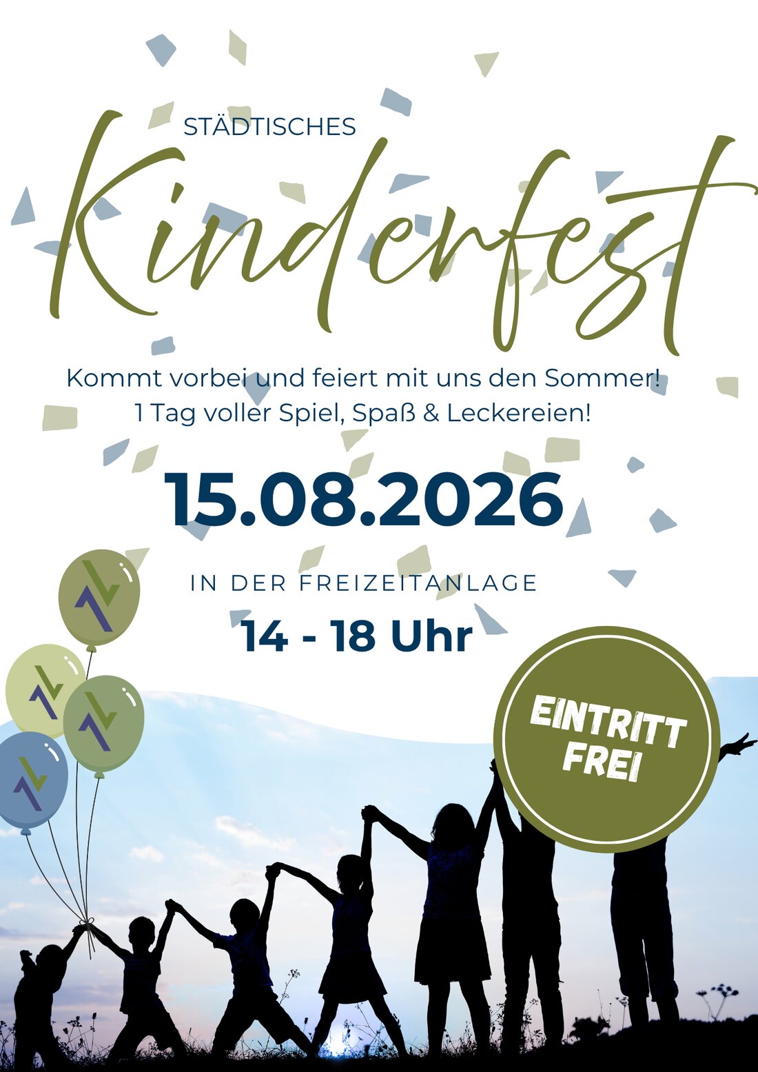Neustadt/WN. Am Samstag, 15. August 2026, lädt die Stadt ab 14 Uhr zum Kinderfest auf dem Bolzplatz in der Gramaustraße 64 ein. Highlights sind Rodeo-Reiten, Ruderbootsfahrten auf der Naab und Bewirtung beim Fest Naab brennt.