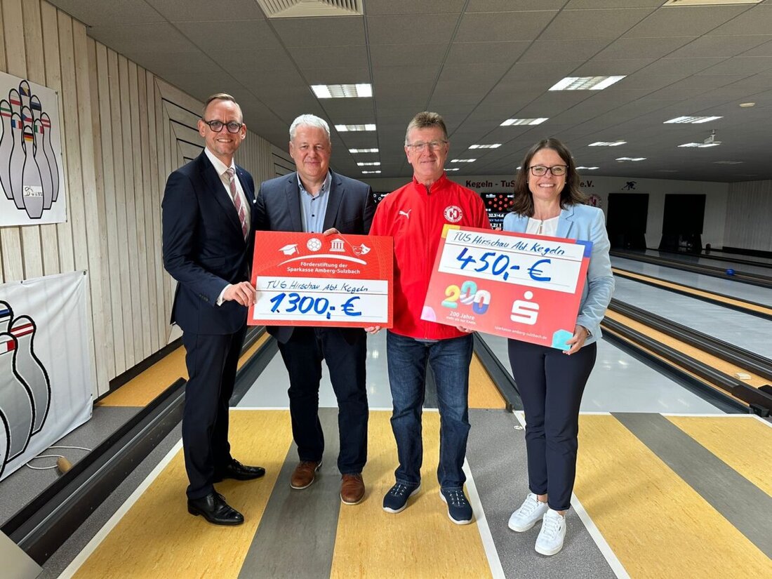 Hirschau. Der Kegelverein erneuert die Kegelbahn wegen Verbandsvorgaben, um in der 2. Bundesliga spielberechtigt zu bleiben, unterstützt mit 1300 Euro der Förderstiftung und 450 Euro der Sparkasse.