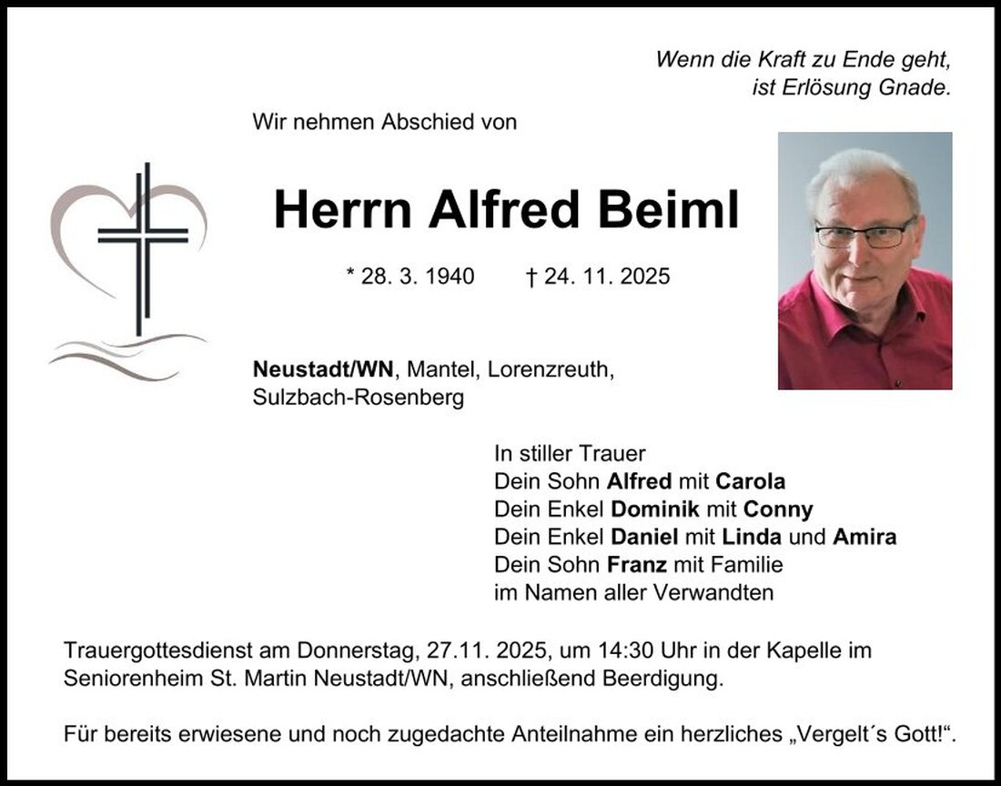 Begleitet durch: Bestattung Schmid - Neustadt/WN