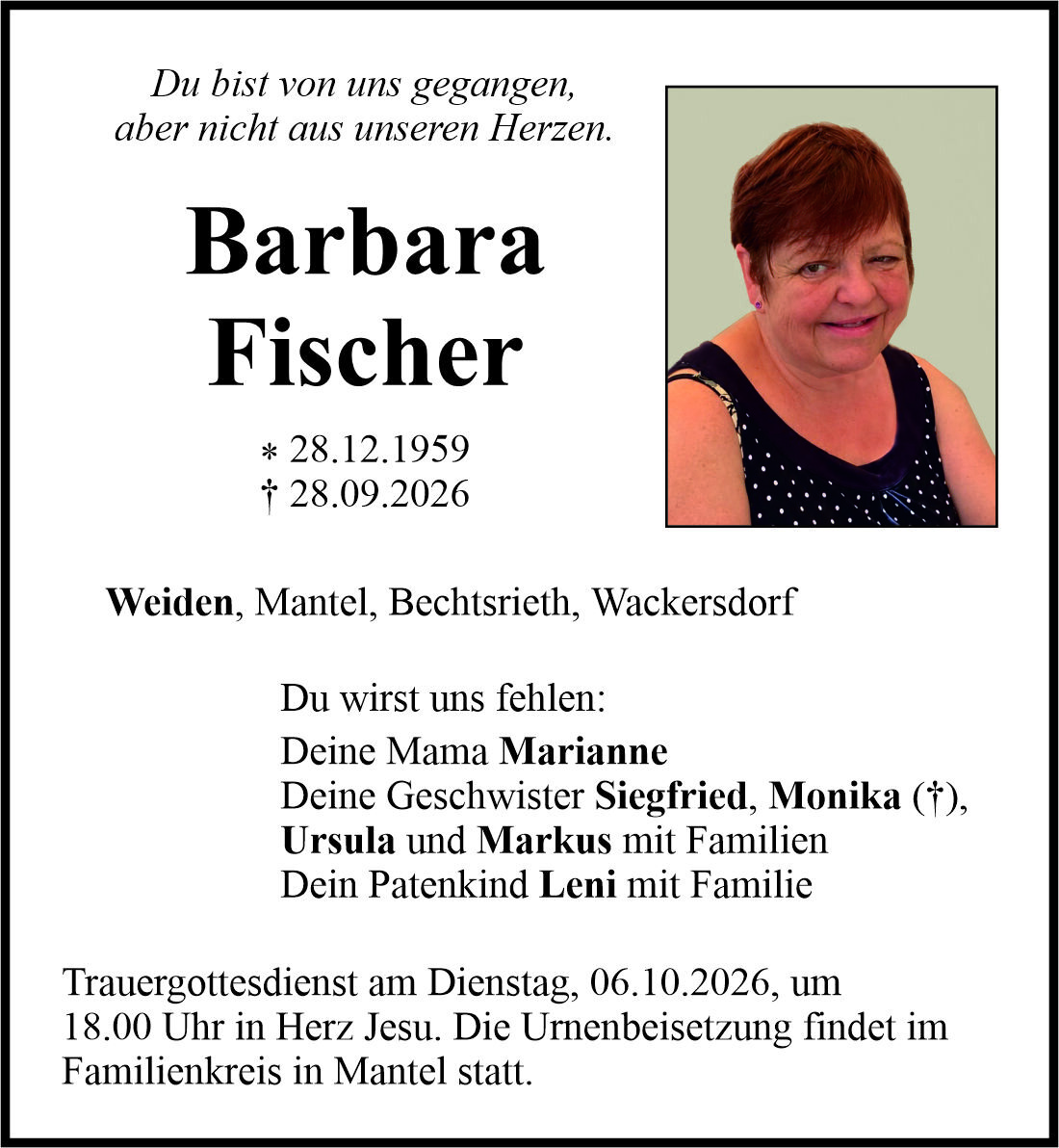 Begleitet durch: Bestattung Bauer - Weiden