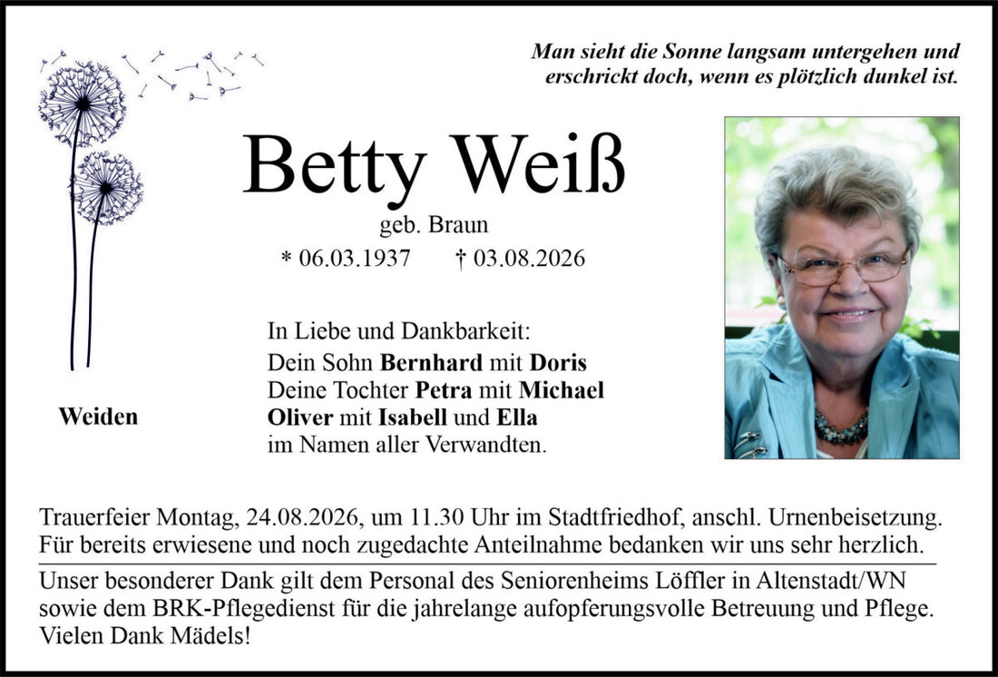 Begleitet durch: Bestattung Bauer - Weiden