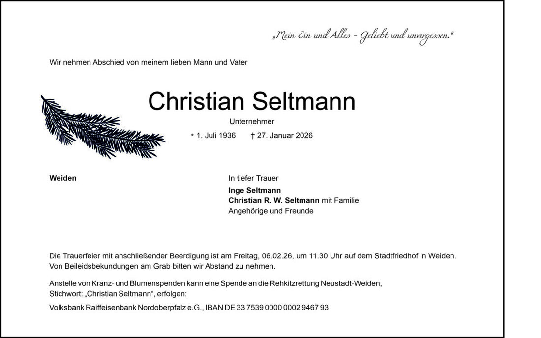 Begleitet durch: Bestattung Bauer - Weiden