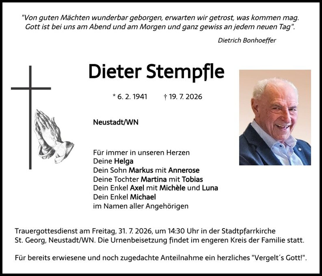 Begleitet durch: Bestattung Schmid - Neustadt/WN