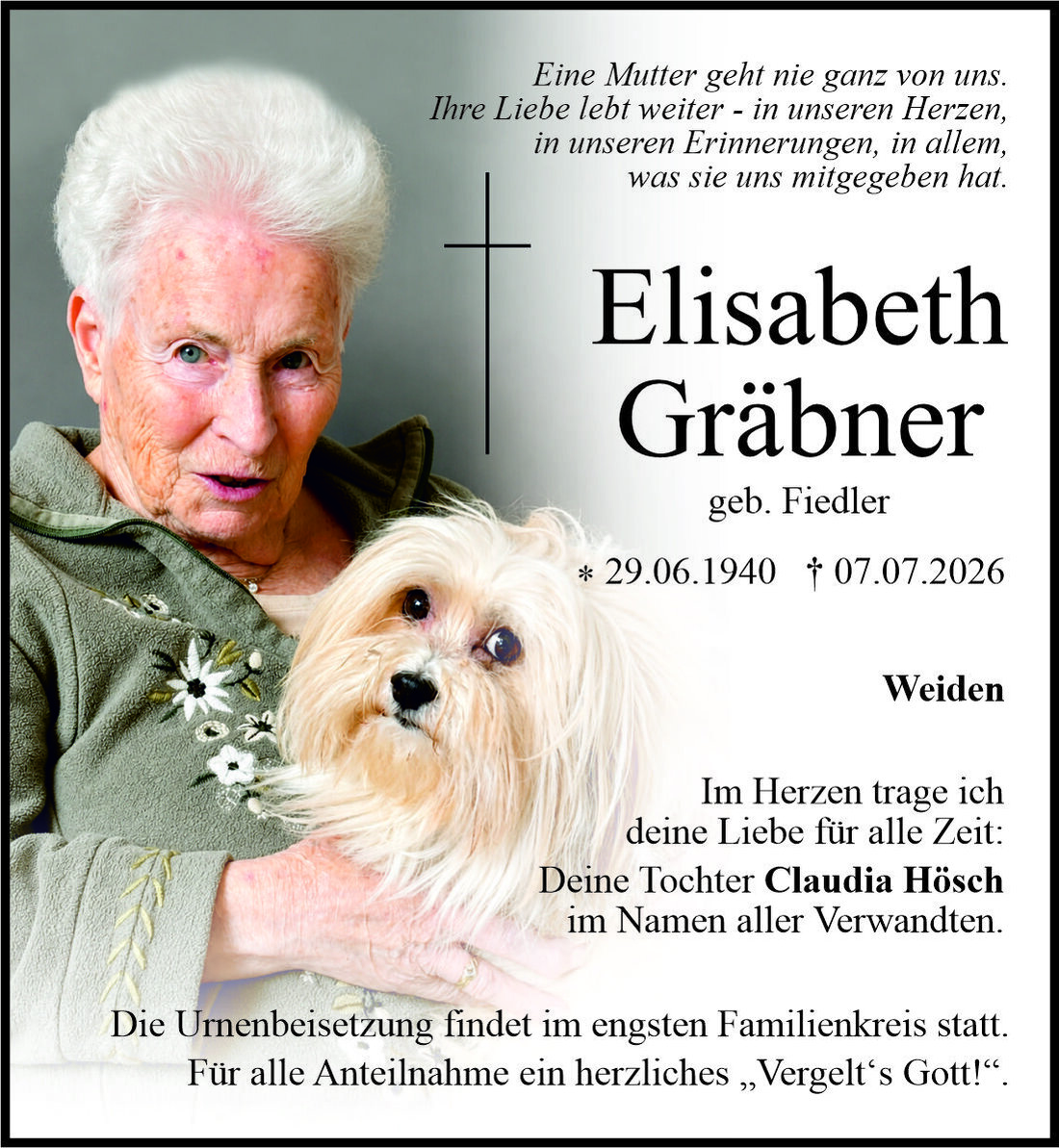 Begleitet durch: Bestattung Bauer - Weiden