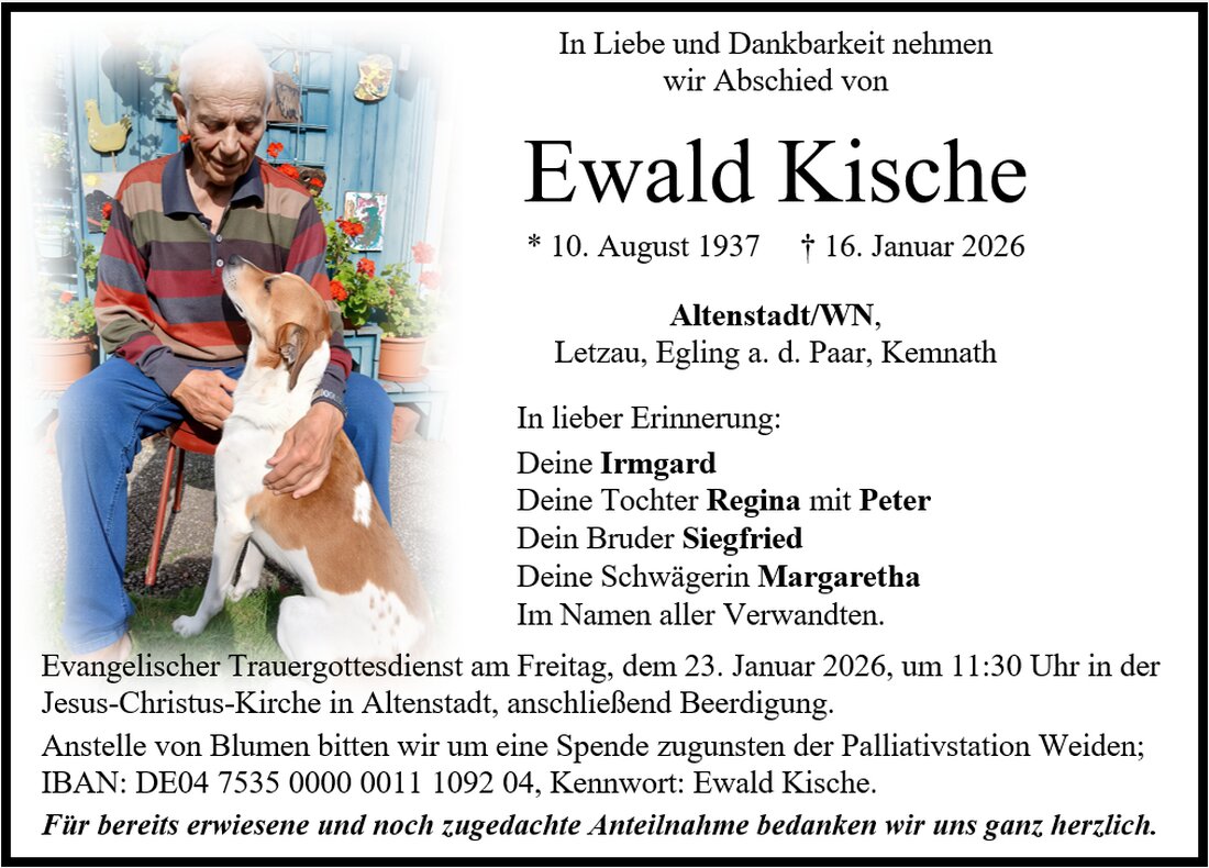 Begleitet durch: Bestattung Gronauer - Altenstadt/WN