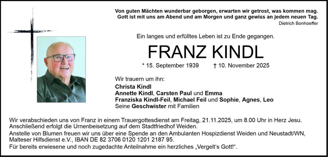 Begleitet durch: Bestattung Bauer - Weiden