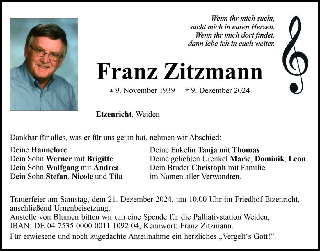 Begleitet durch: Bestattung Bauer - Weiden