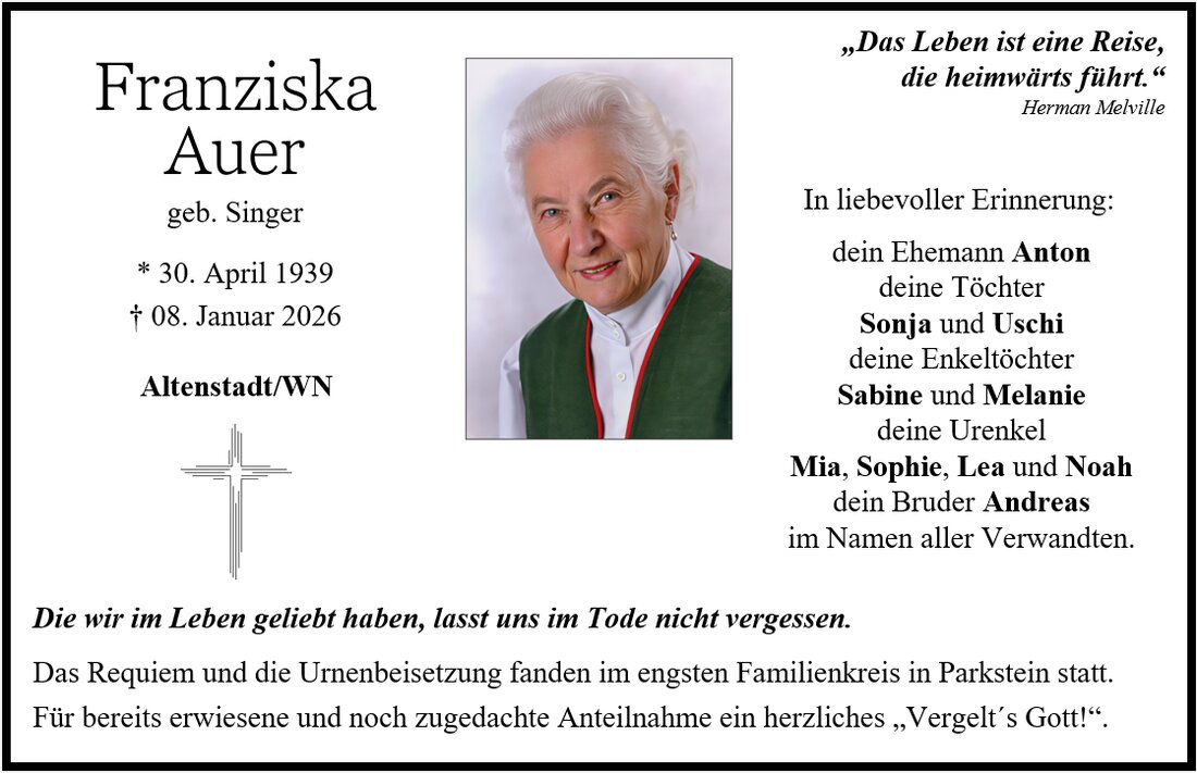 Begleitet durch: Bestattung Gronauer - Altenstadt/WN