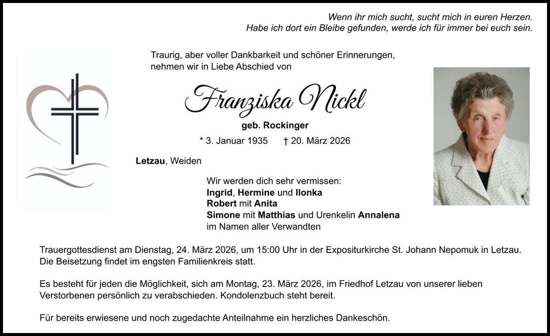 Begleitet durch: Bestattung Schmid - Neustadt/WN