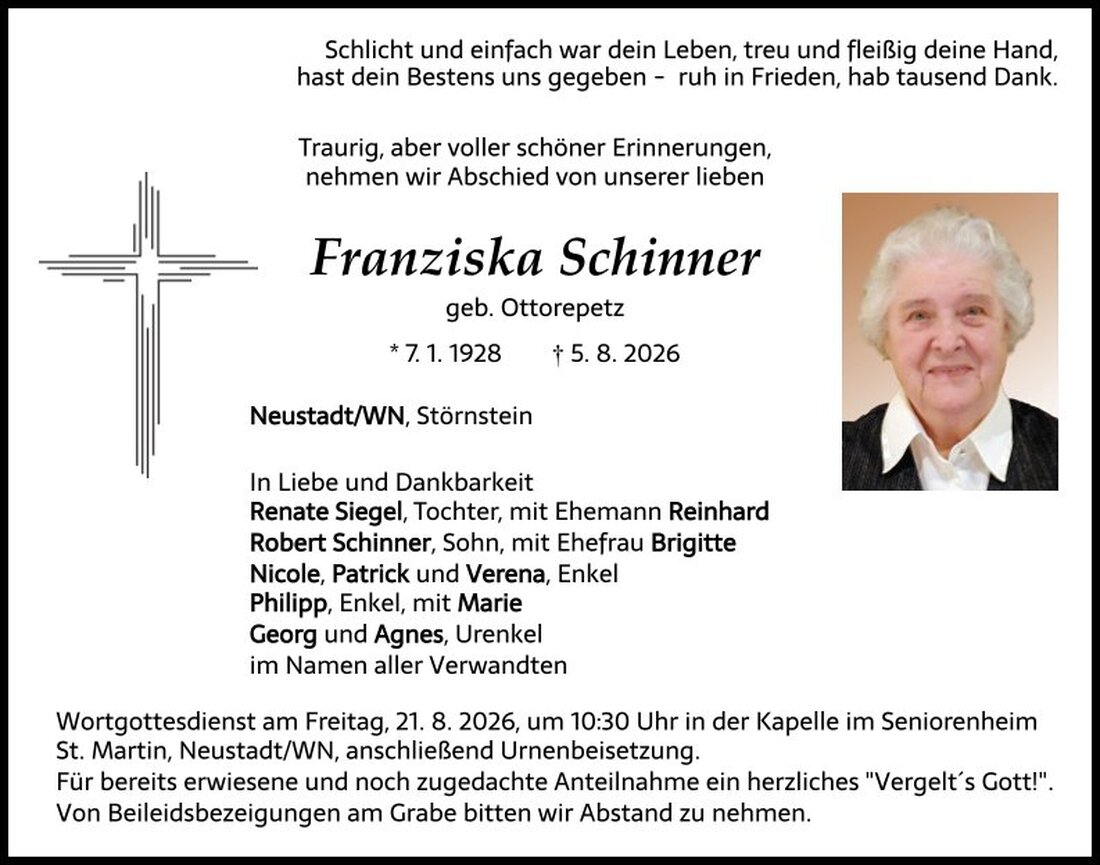 Begleitet durch: Bestattung Schmid - Neustadt/WN