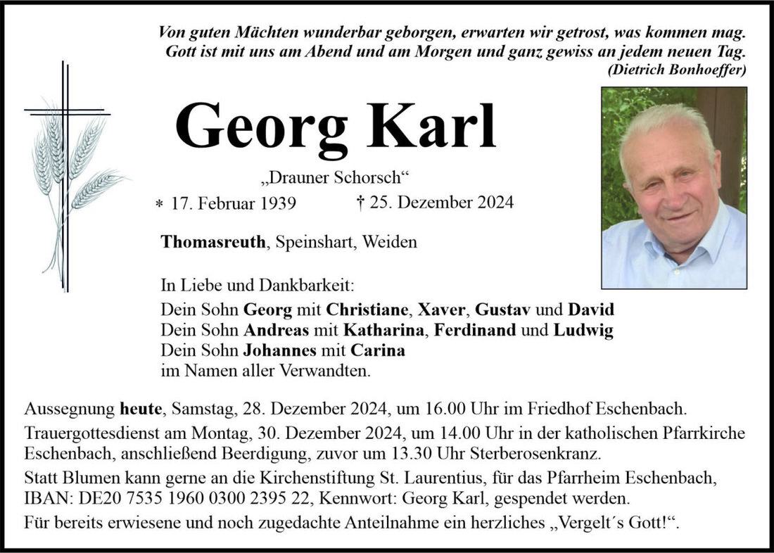 Begleitet durch: Bestattung Bauer - Weiden