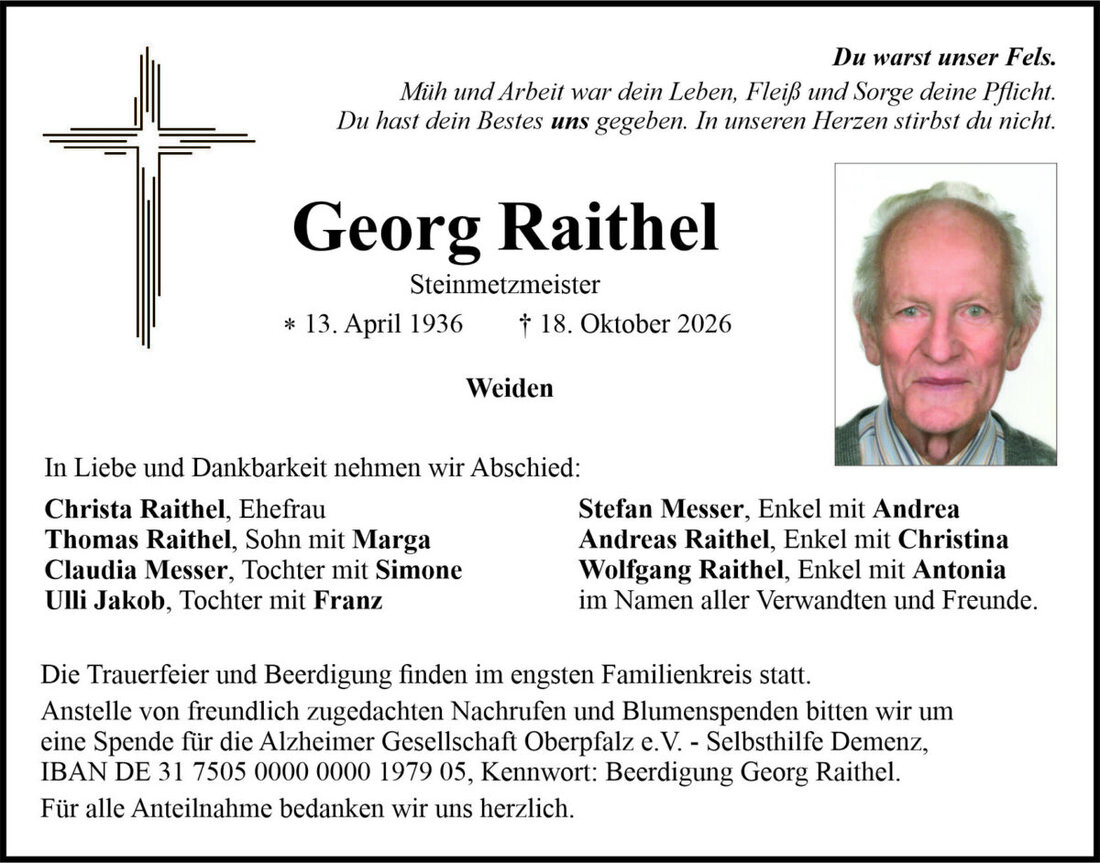 Begleitet durch: Bestattung Bauer - Weiden