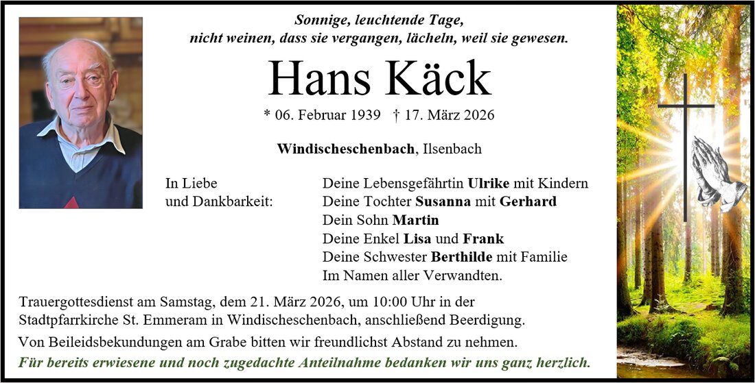 Begleitet durch: Bestattung Gronauer - Altenstadt/WN