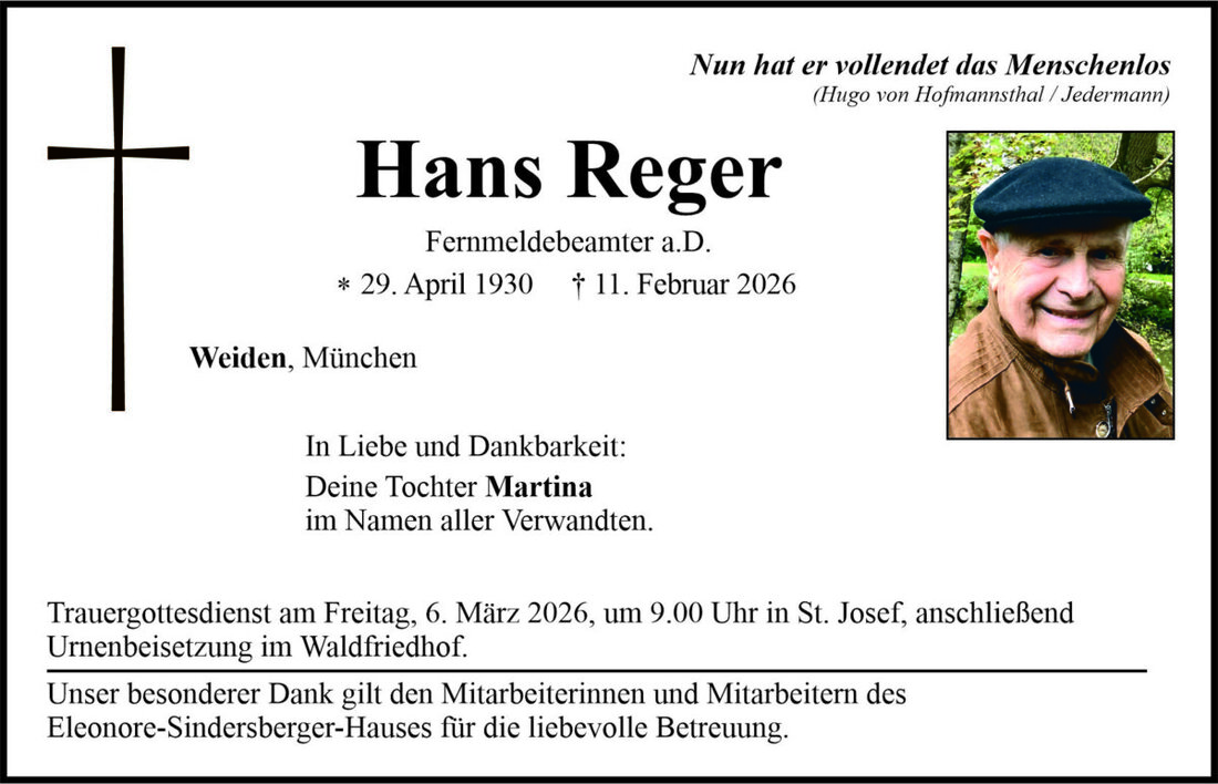 Begleitet durch: Bestattung Bauer - Weiden