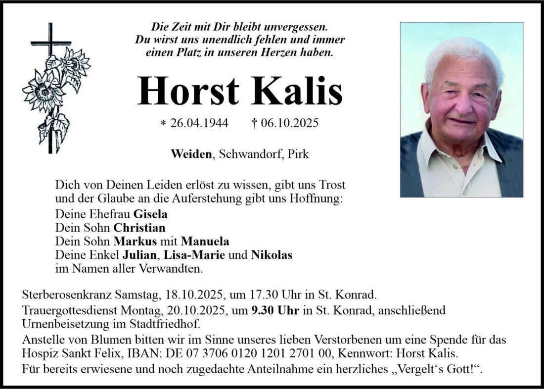 Begleitet durch: Bestattung Bauer - Weiden