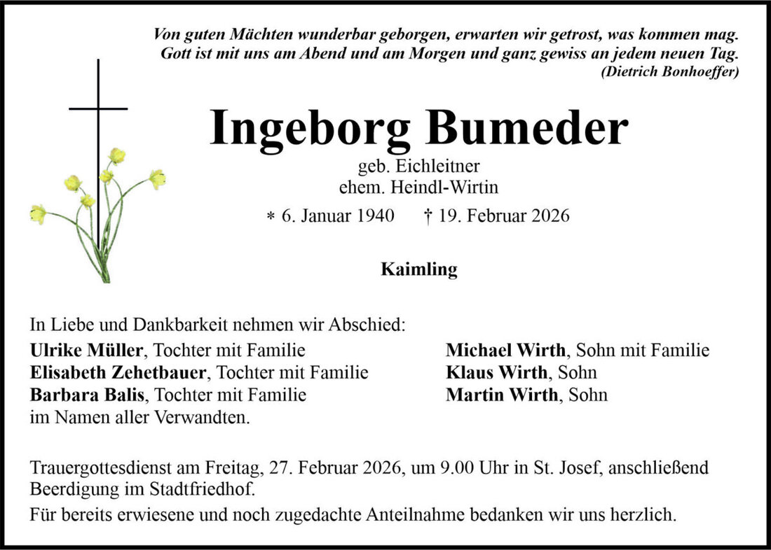 Begleitet durch: Bestattung Bauer - Weiden