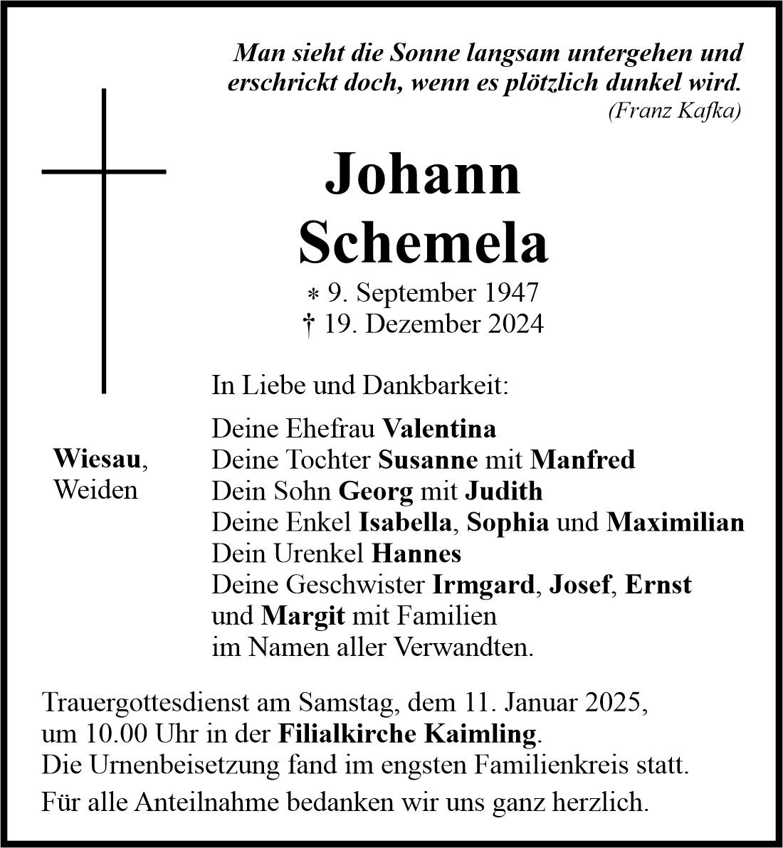 Begleitet durch: Bestattung Bauer - Weiden