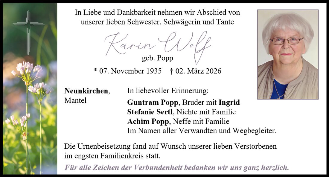 Begleitet durch: Bestattung Gronauer - Altenstadt/WN