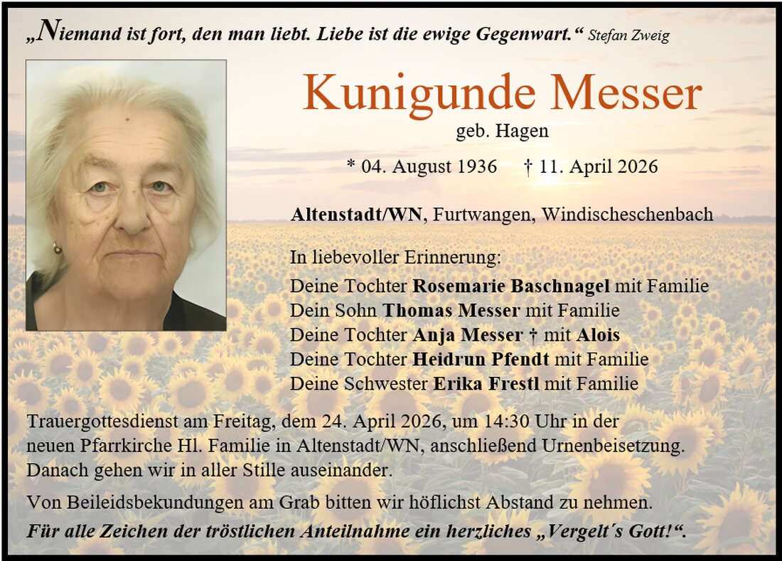 Begleitet durch: Bestattung Gronauer - Altenstadt/WN