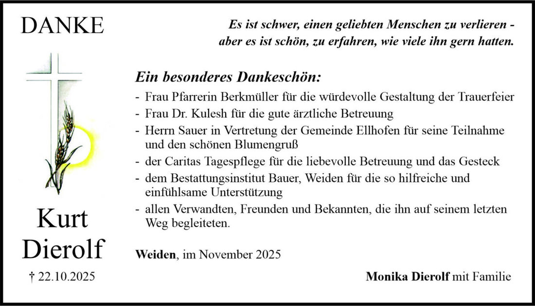 Begleitet durch: Bestattung Bauer - Weiden