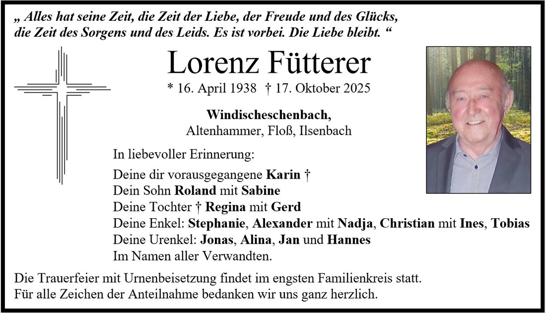 Begleitet durch: Bestattung Gronauer - Altenstadt/WN