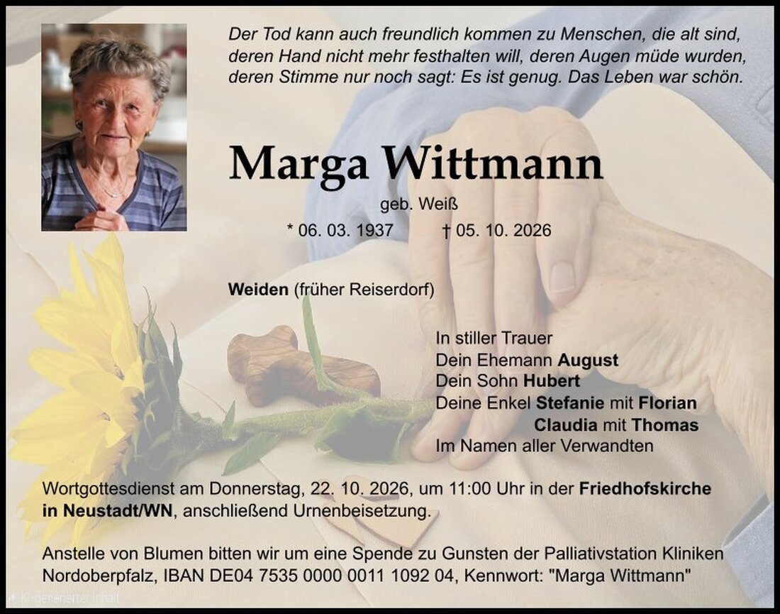 Begleitet durch: Bestattung Schmid - Neustadt/WN