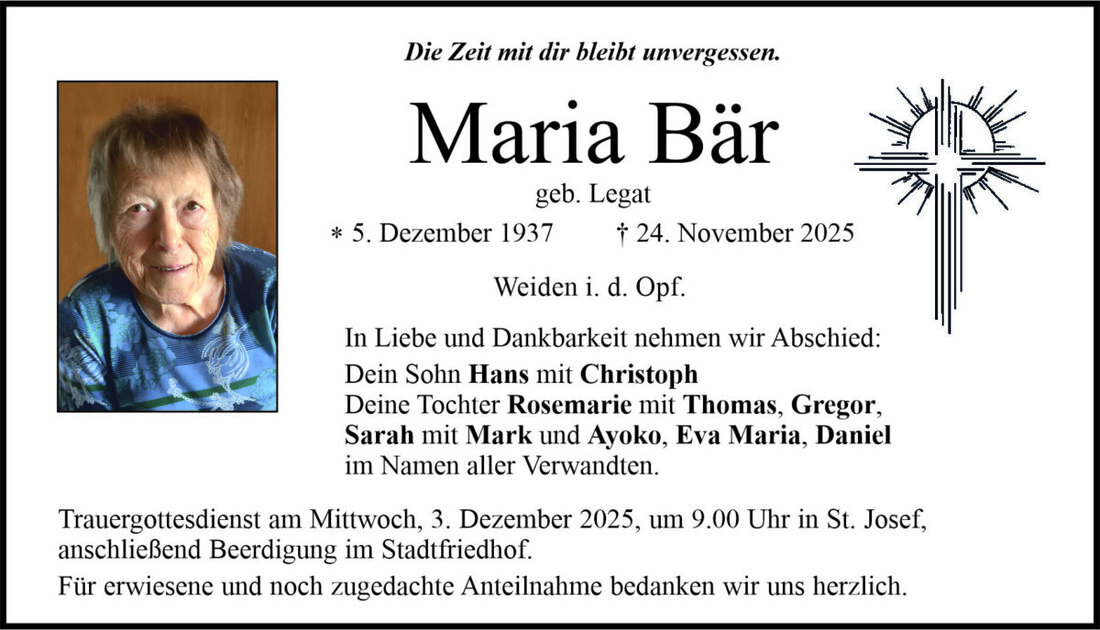 Begleitet durch: Bestattung Bauer - Weiden