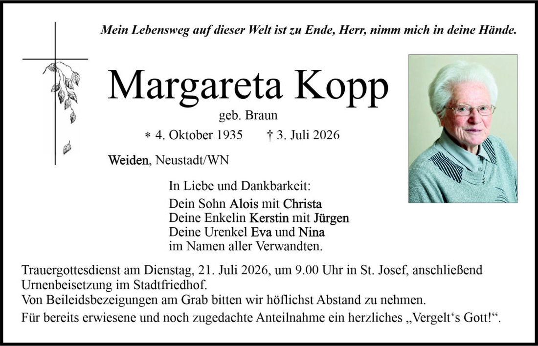 Begleitet durch: Bestattung Bauer - Weiden