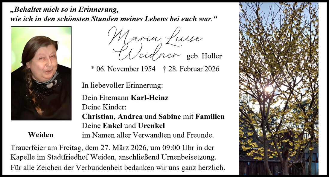 Begleitet durch: Bestattung Gronauer - Altenstadt/WN