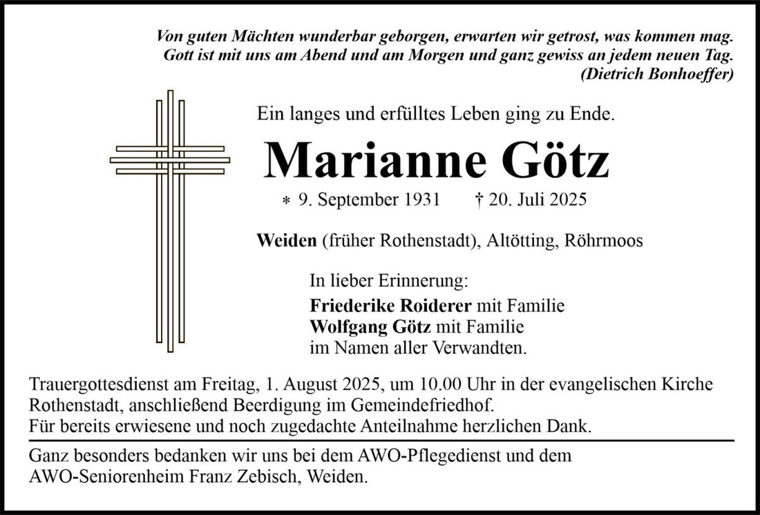 Begleitet durch: Bestattung Bauer - Weiden