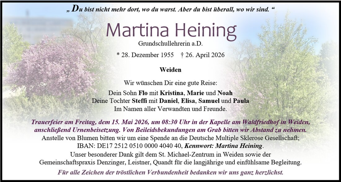 Begleitet durch: Bestattung Gronauer - Altenstadt/WN