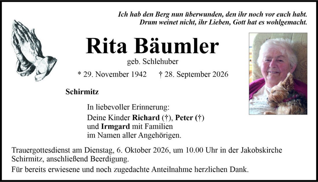 Begleitet durch: Bestattung Bauer - Weiden