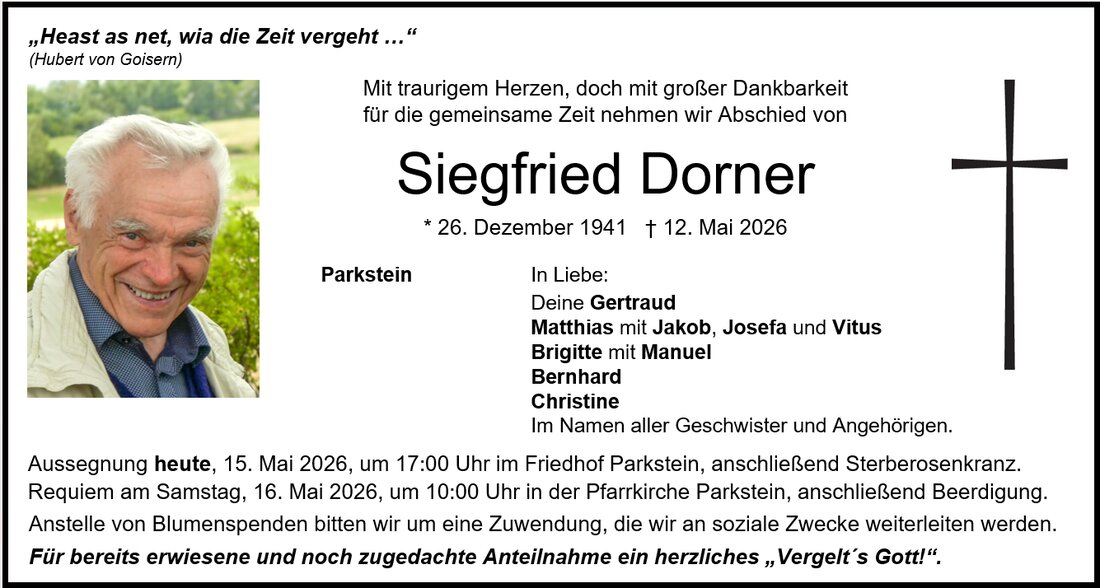 Begleitet durch: Bestattung Gronauer - Altenstadt/WN