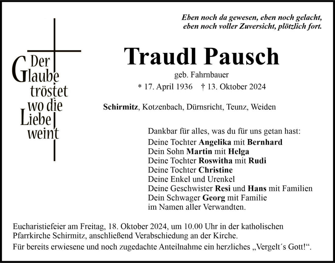 Begleitet durch: Bestattung Bauer - Weiden