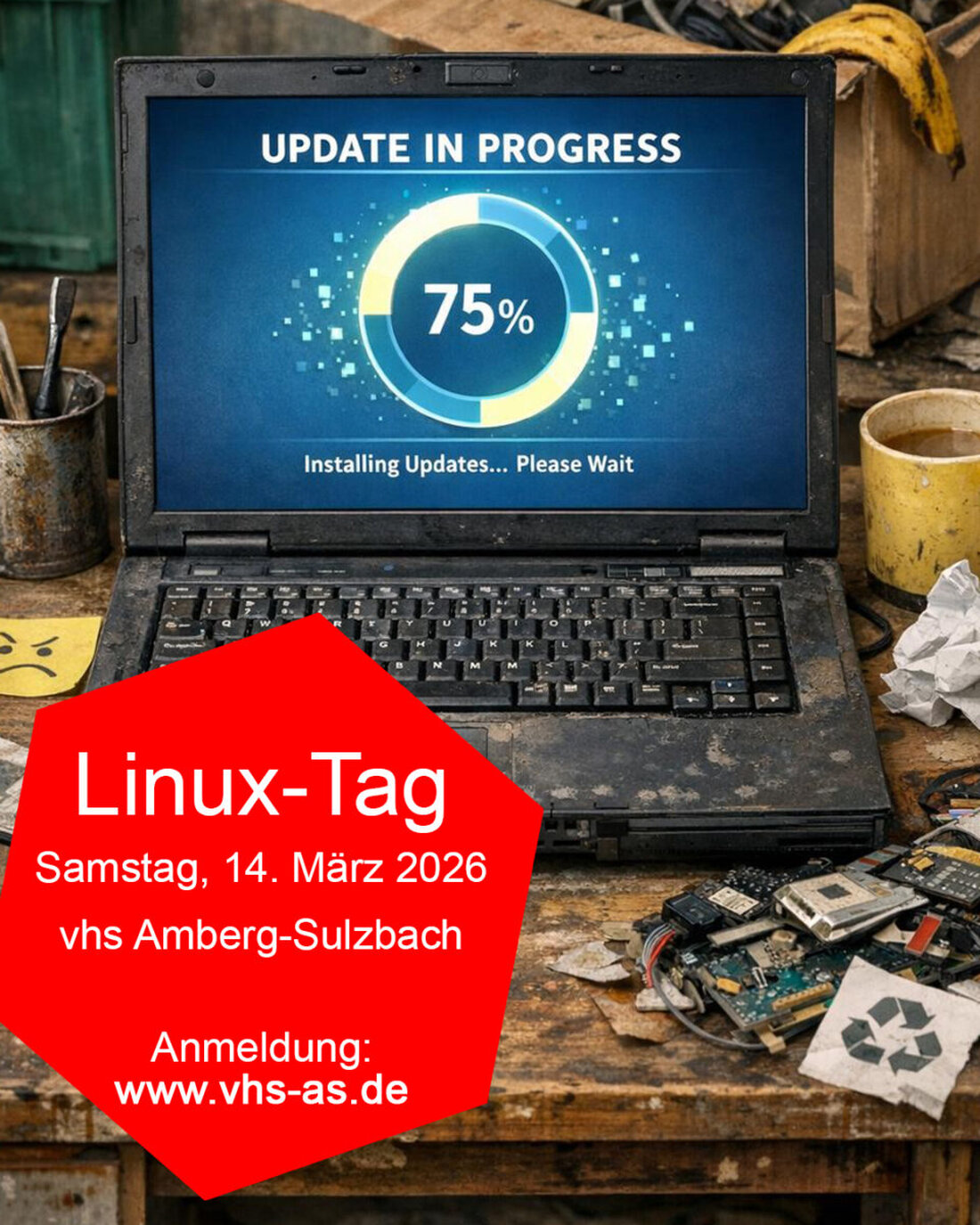 Amberg-Sulzbach. Die vhs startet eine Rettungsaktion für alte Rechner: Beim Linux-Tag am 14. März im LCC richten Ehrenamtliche ältere PCs und Notebooks kostenlos ein. Eine nachhaltige Alternative zu Windows 11.