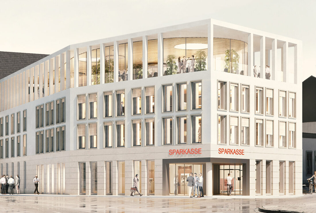 Weiden. Umbau des Eingangsbereichs der Sparkasse Oberpfalz Nord startet am 3. September 2025, Kundenservice durch Bürocontainer gesichert.