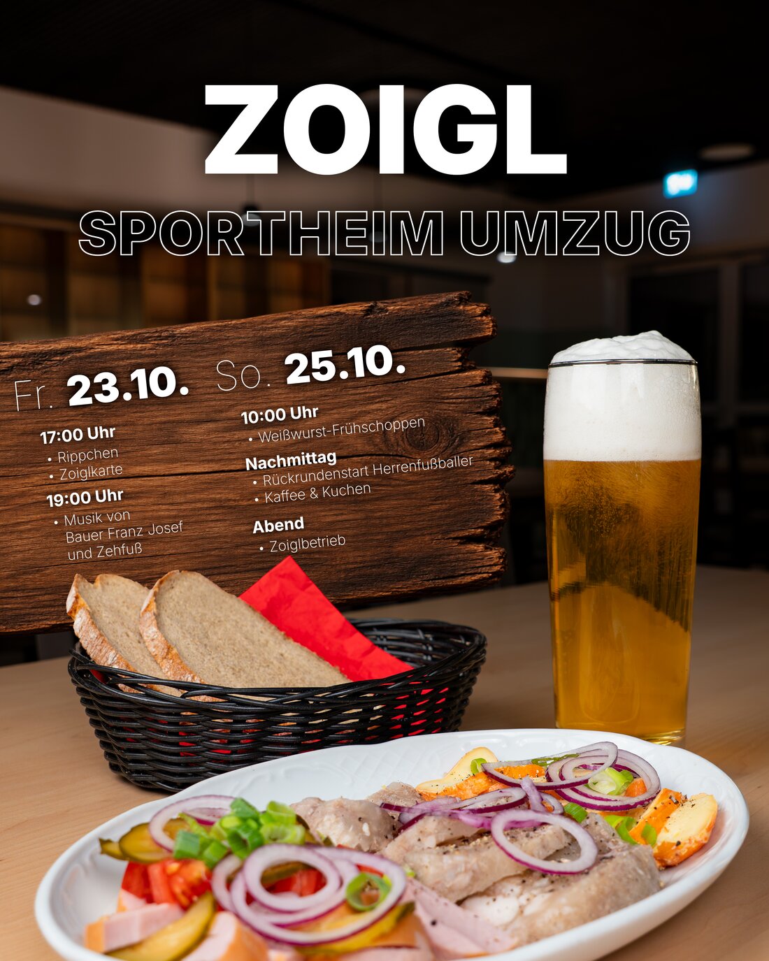 Kemnath. Der Zoigl des SVSW Kemnath zieht ins neue Sportheim an der Badstraße und eröffnet am Freitag, 23. Oktober, sowie am Sonntag, 25. Oktober. Geboten sind Zoiglabend, Musik, Weißwurst-Frühschoppen und Fußball.