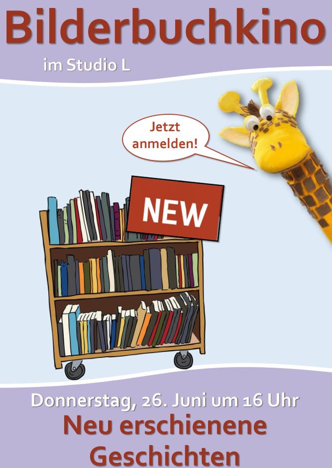 Weiden. Die Regionalbibliothek veranstaltet am 26. Juni um 16 Uhr eine Vorlesestunde für Kinder ab 4 Jahren mit neuen Geschichten, Eintritt frei. Anmeldungen sind per Mail oder Telefon möglich.