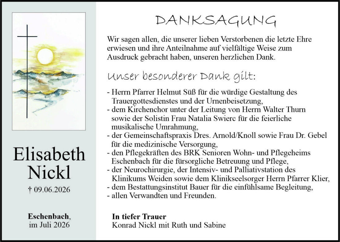 Begleitet durch: Bestattung Bauer - Weiden