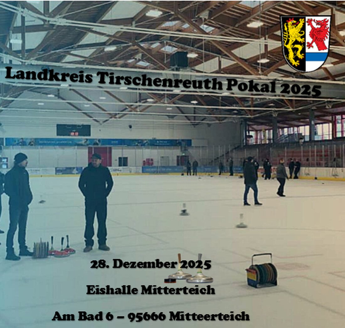 Mitterreich. Am 28. Dezember 2025 lädt der Landkreis Tirschenreuth zum Eisstock-Pokal in die Eishalle Mitterteich. Start 6.45 Uhr, Anmeldung bis 20. Dezember; zugelassen sind Teams, es winken Wanderpokal und Geldpreise.