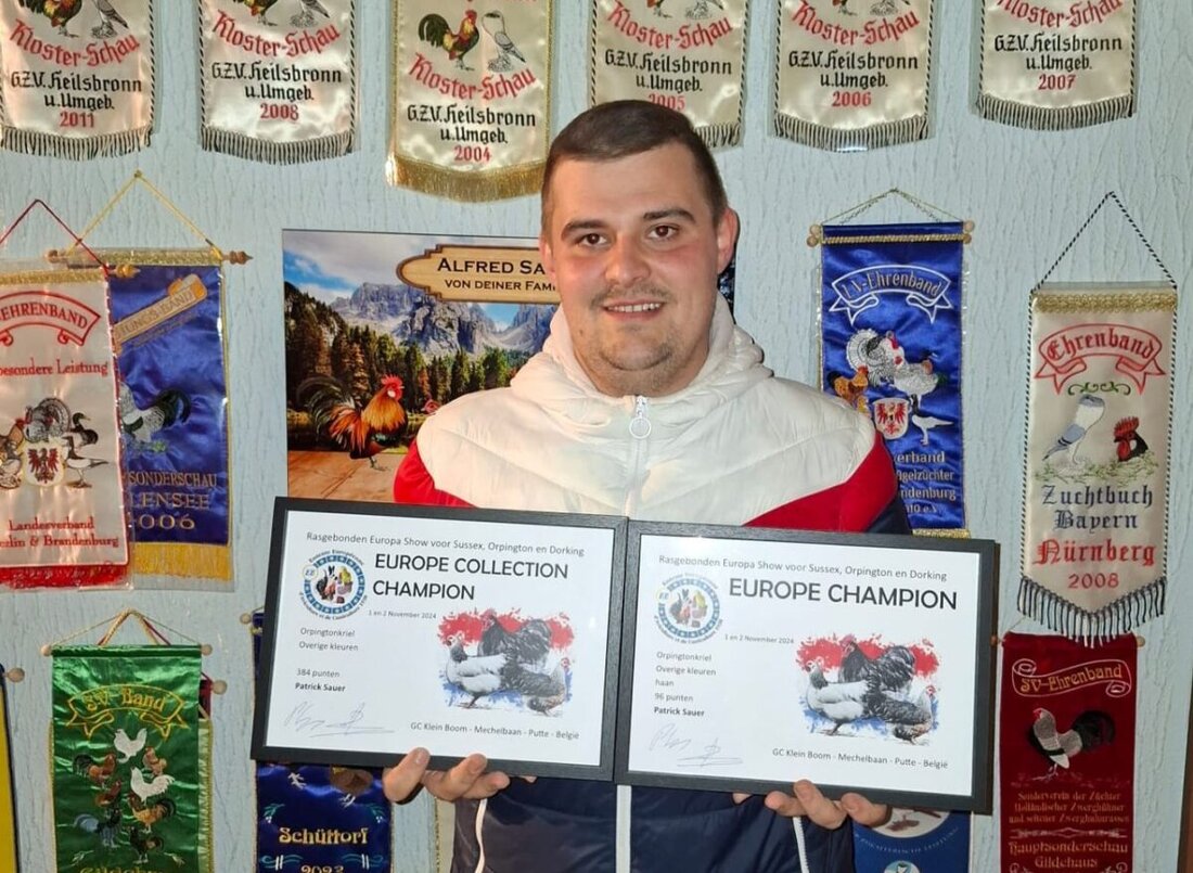 Waidhaus. Mitglieder des Kleintierzuchtvereins Waidhaus e.V. errangen bei verschiedenen Schauen nationale und europäische Titel. Patrick Sauer gewann mit seiner Hühnerrasse "Orpington" den Europameister-Titel.